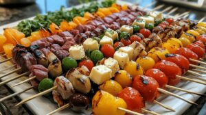 Lire la suite à propos de l’article Brochettes apéritives express : mariage gourmand du chorizo et des poivrons grillés